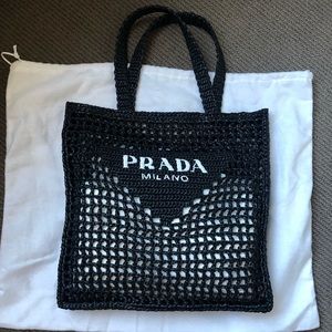 Prada raffia tote bag